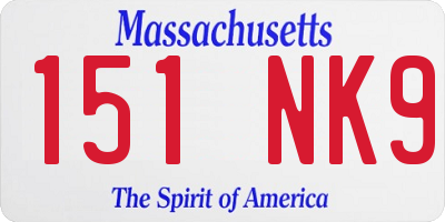 MA license plate 151NK9