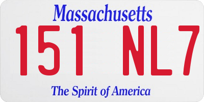 MA license plate 151NL7