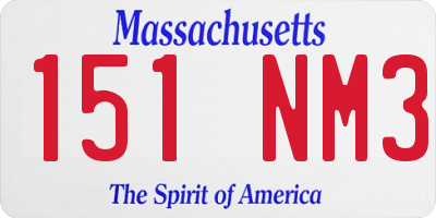 MA license plate 151NM3