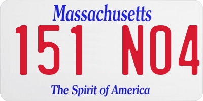 MA license plate 151NO4