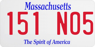 MA license plate 151NO5