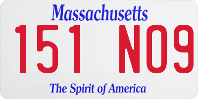 MA license plate 151NO9