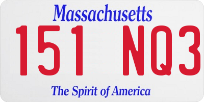 MA license plate 151NQ3