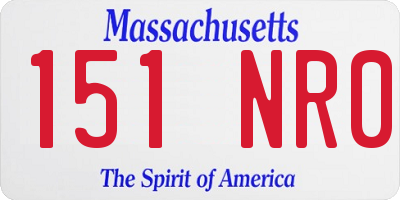 MA license plate 151NR0