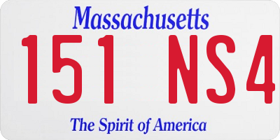 MA license plate 151NS4