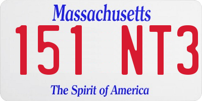 MA license plate 151NT3