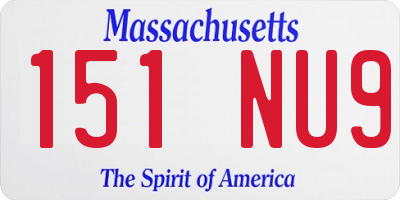 MA license plate 151NU9
