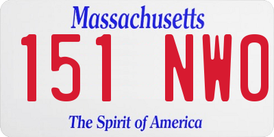 MA license plate 151NW0