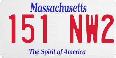 MA license plate 151NW2