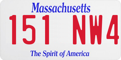 MA license plate 151NW4