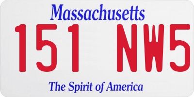 MA license plate 151NW5