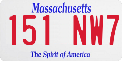 MA license plate 151NW7
