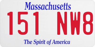 MA license plate 151NW8