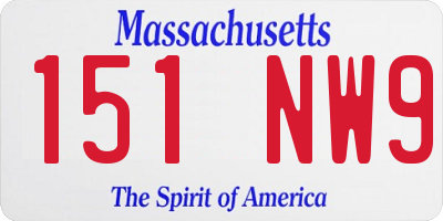 MA license plate 151NW9