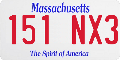 MA license plate 151NX3