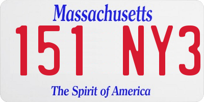 MA license plate 151NY3
