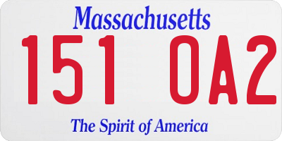 MA license plate 151OA2