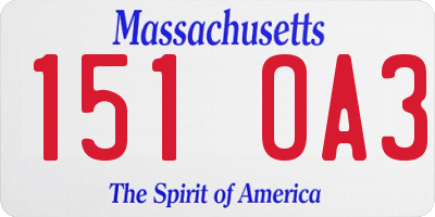 MA license plate 151OA3