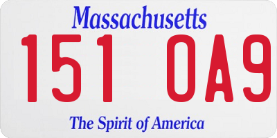 MA license plate 151OA9