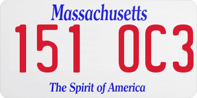 MA license plate 151OC3