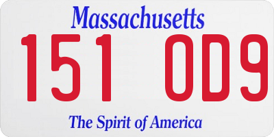 MA license plate 151OD9