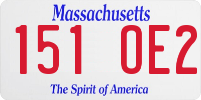 MA license plate 151OE2