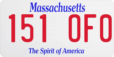 MA license plate 151OF0