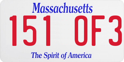MA license plate 151OF3