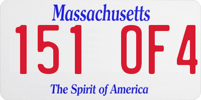 MA license plate 151OF4