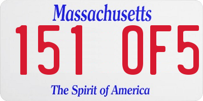 MA license plate 151OF5