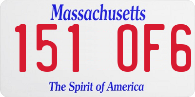 MA license plate 151OF6