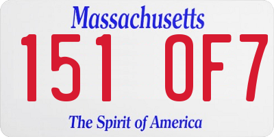 MA license plate 151OF7