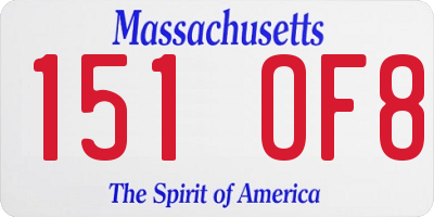 MA license plate 151OF8