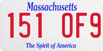 MA license plate 151OF9