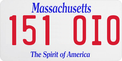 MA license plate 151OI0