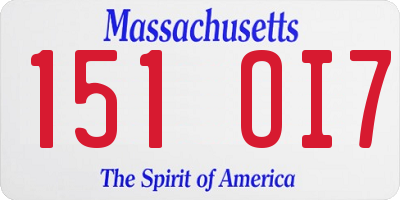 MA license plate 151OI7