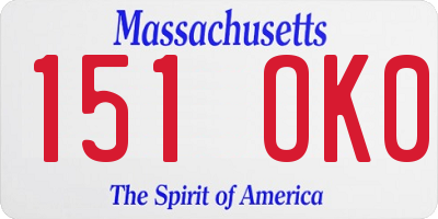MA license plate 151OK0