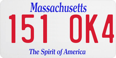 MA license plate 151OK4