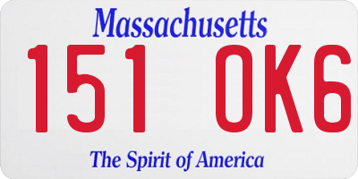 MA license plate 151OK6