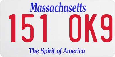 MA license plate 151OK9