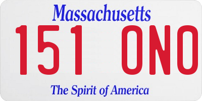 MA license plate 151ON0