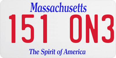 MA license plate 151ON3