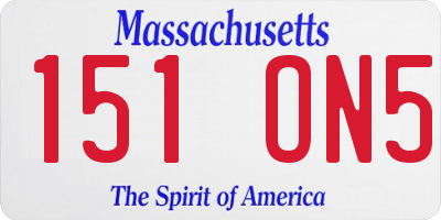 MA license plate 151ON5