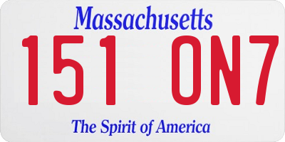 MA license plate 151ON7