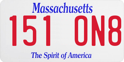 MA license plate 151ON8