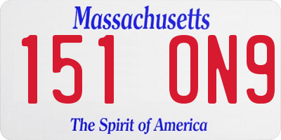 MA license plate 151ON9