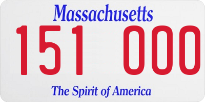 MA license plate 151OO0