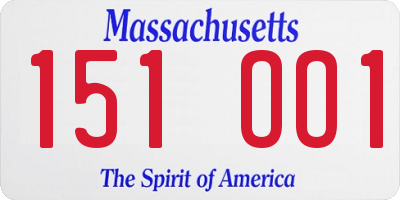 MA license plate 151OO1