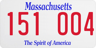 MA license plate 151OO4