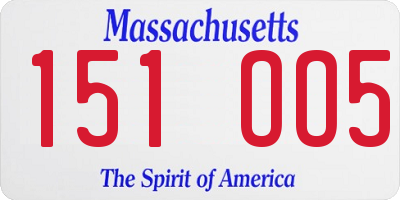 MA license plate 151OO5